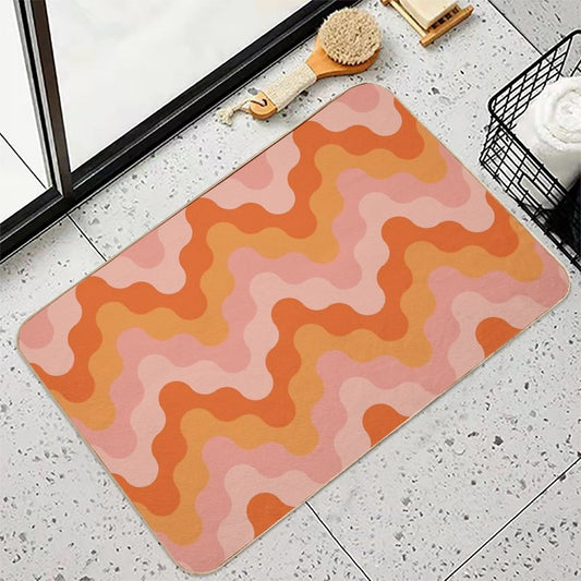 Colored Zigzags (pink And Orange) Bath Mat