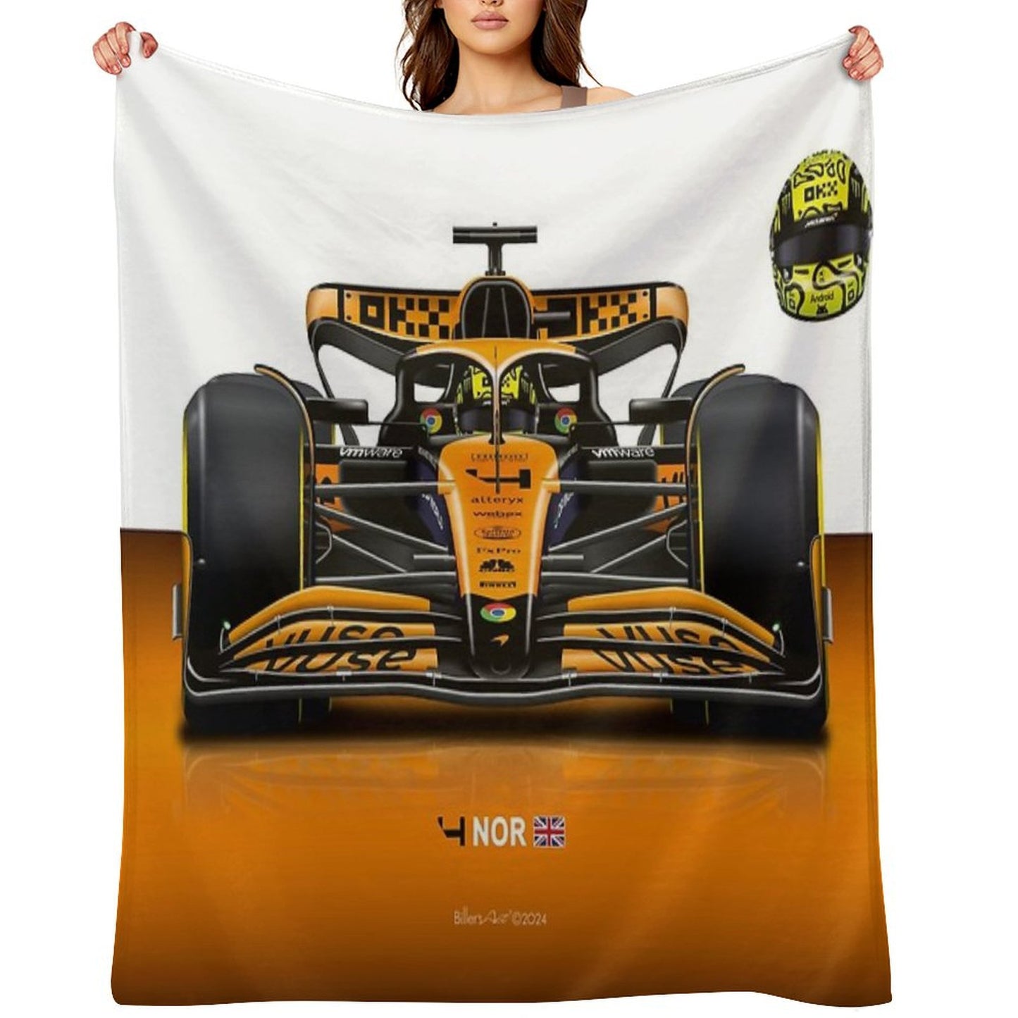 Many Lando Norris Items 2024 Formula 1 McLaren Racing Car Throw Blanket