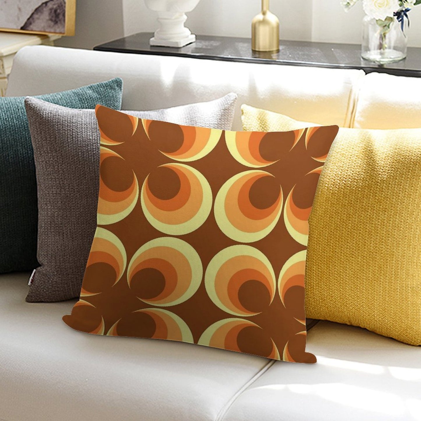 70's Retro 2 Starburst Soft Short Plush Fabric Throw Pillow