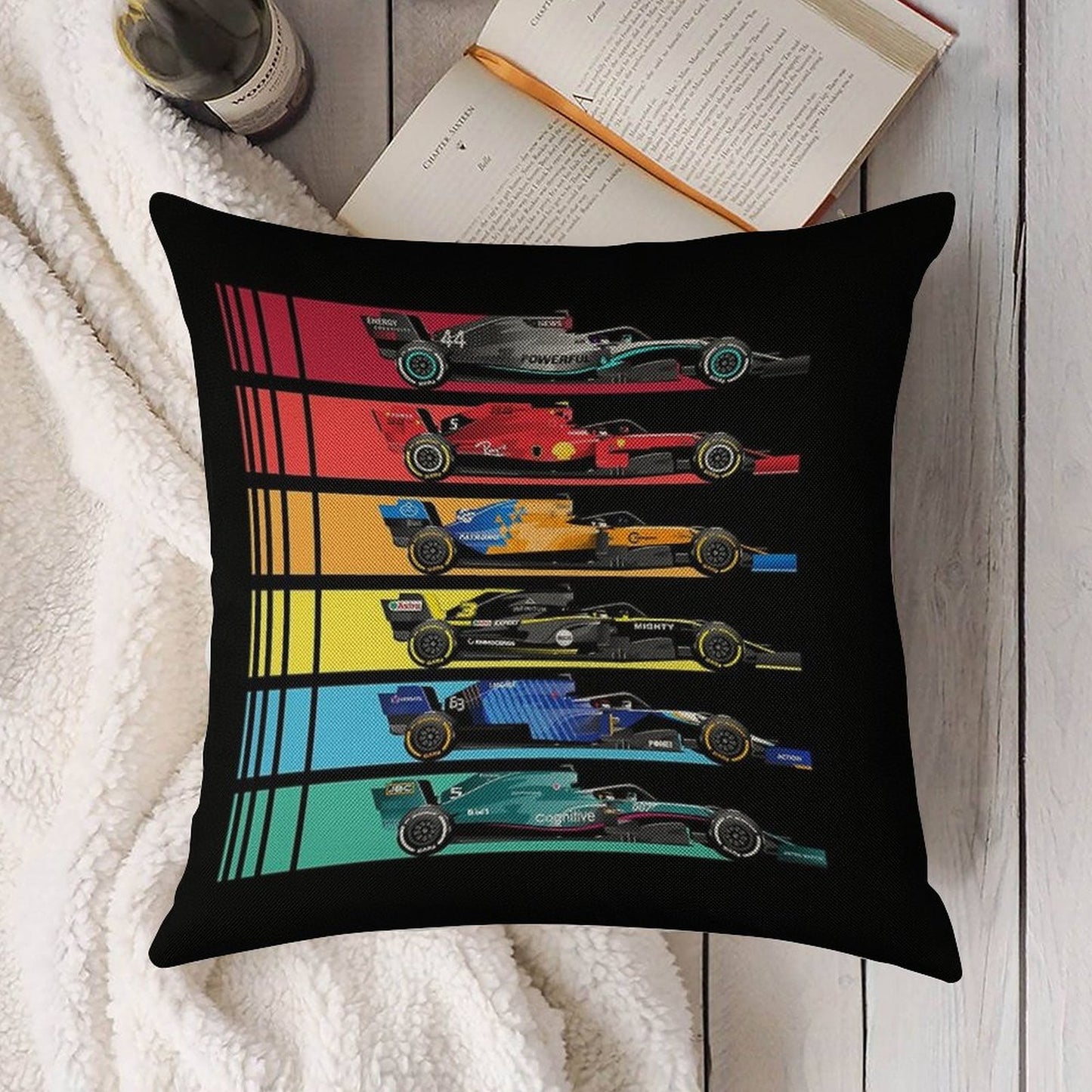 Formula Racing Cars 2023 Linen Throw Pillow Cover