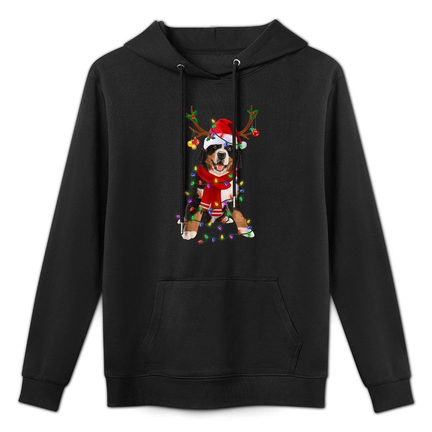 Bernese Mountain Christmas Lights Matching Family Dog Lover Men Women Kids Moisture-Wicking Hoodie