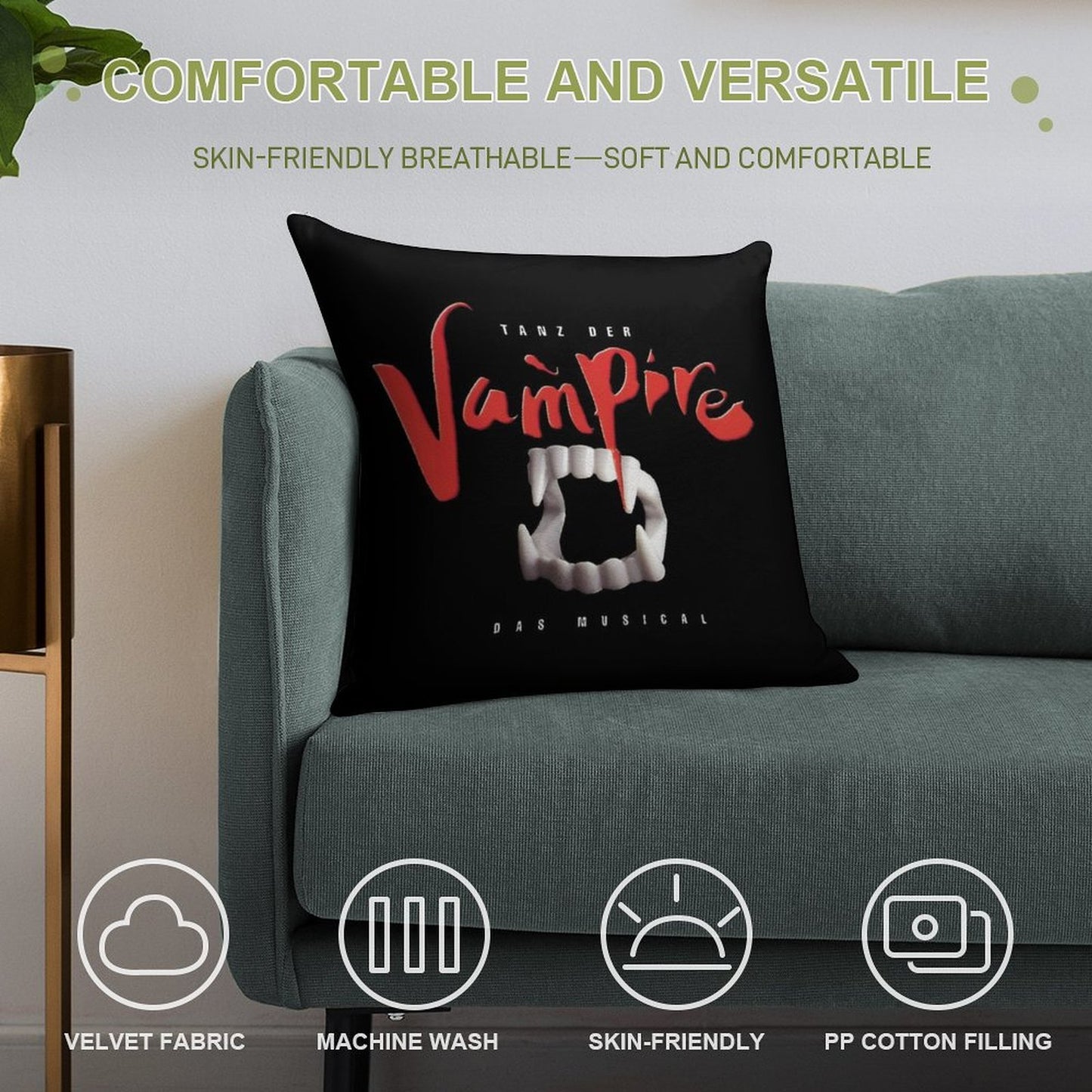 Tanz Der Vampire Soft Hidden Zipper Throw Pillow