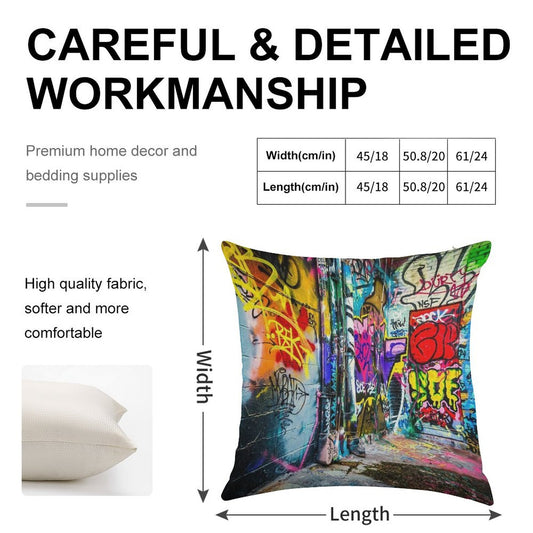 Street Art Linen Throw Pillow Cover