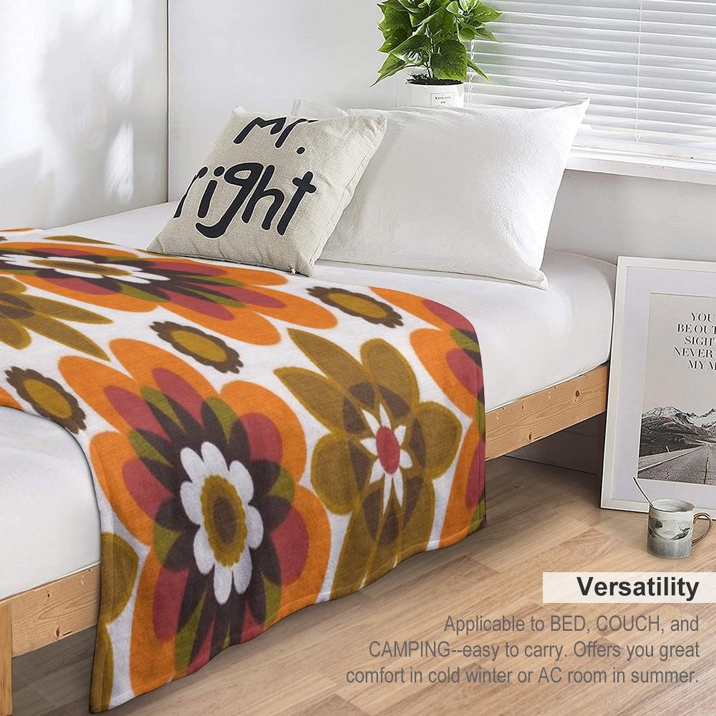 Hippie Chic Flowers Throw Blanket