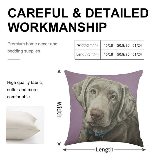 Sweet Silver Labrador Retriever Painting, Silver Lab Dog Puppy Art Linen Throw Pillow Cover