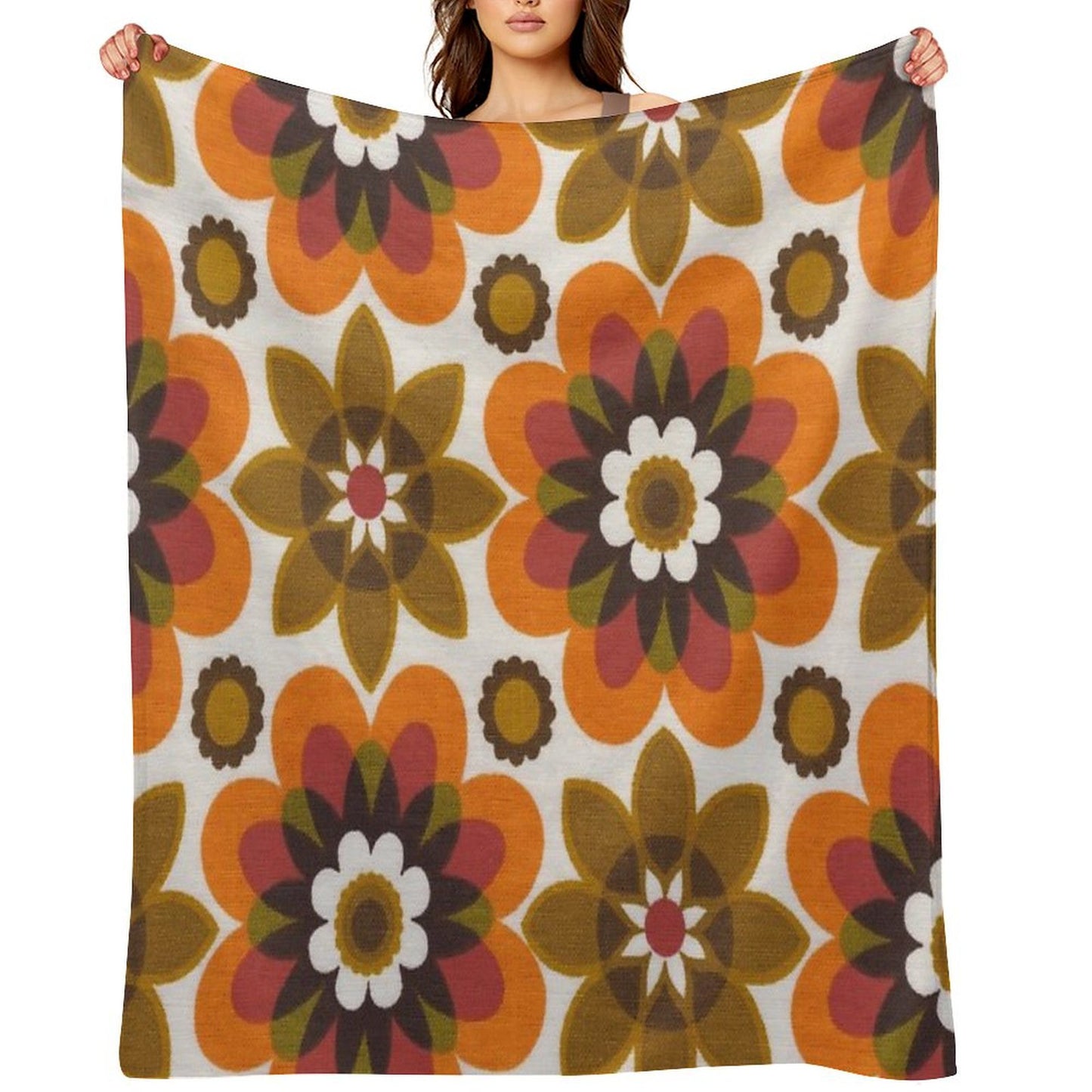 Hippie Chic Flowers Throw Blanket