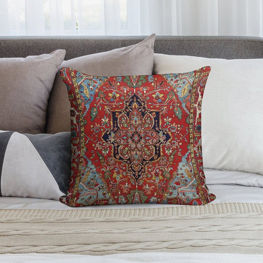 Heriz Persian Carpet Print Soft Luxury Feel Throw Pillow