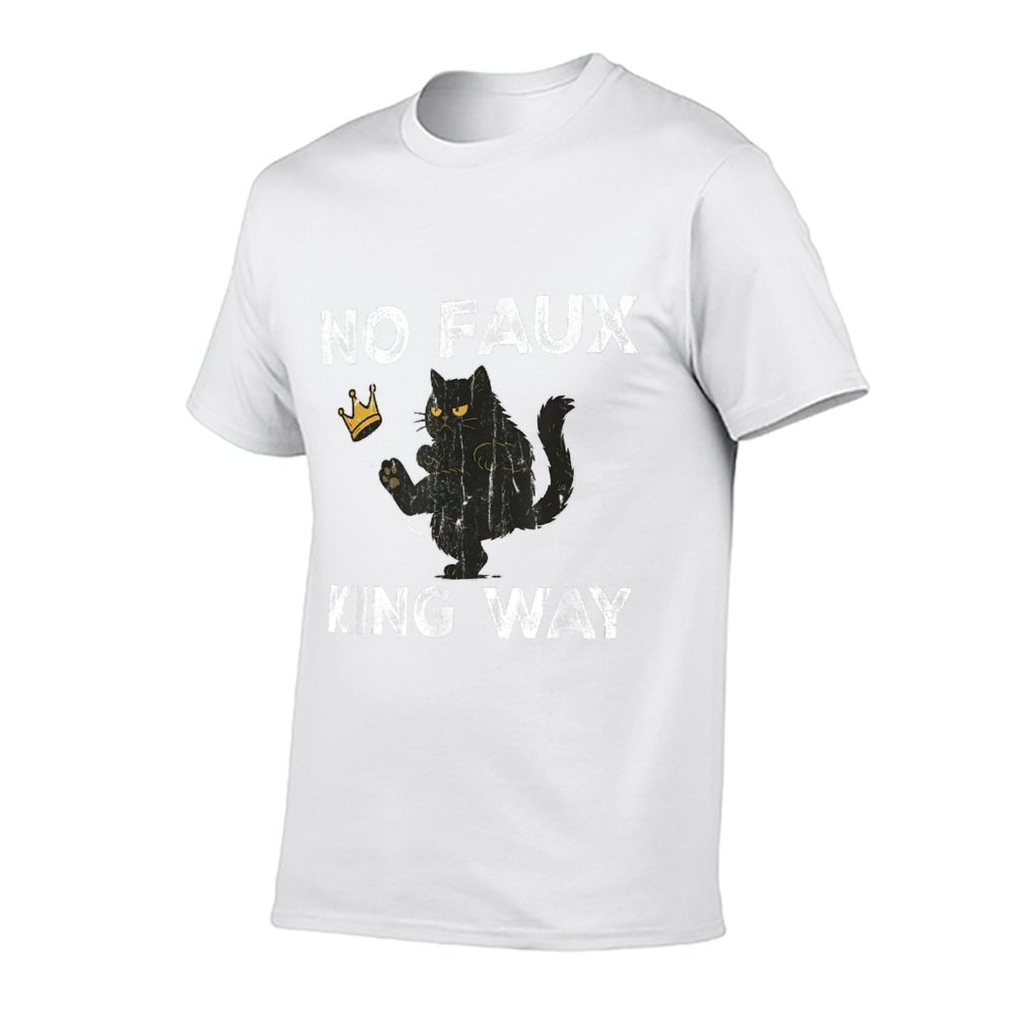 No Faux King Way, No Kings In America, Funny Black Cat Cotton T-Shirt