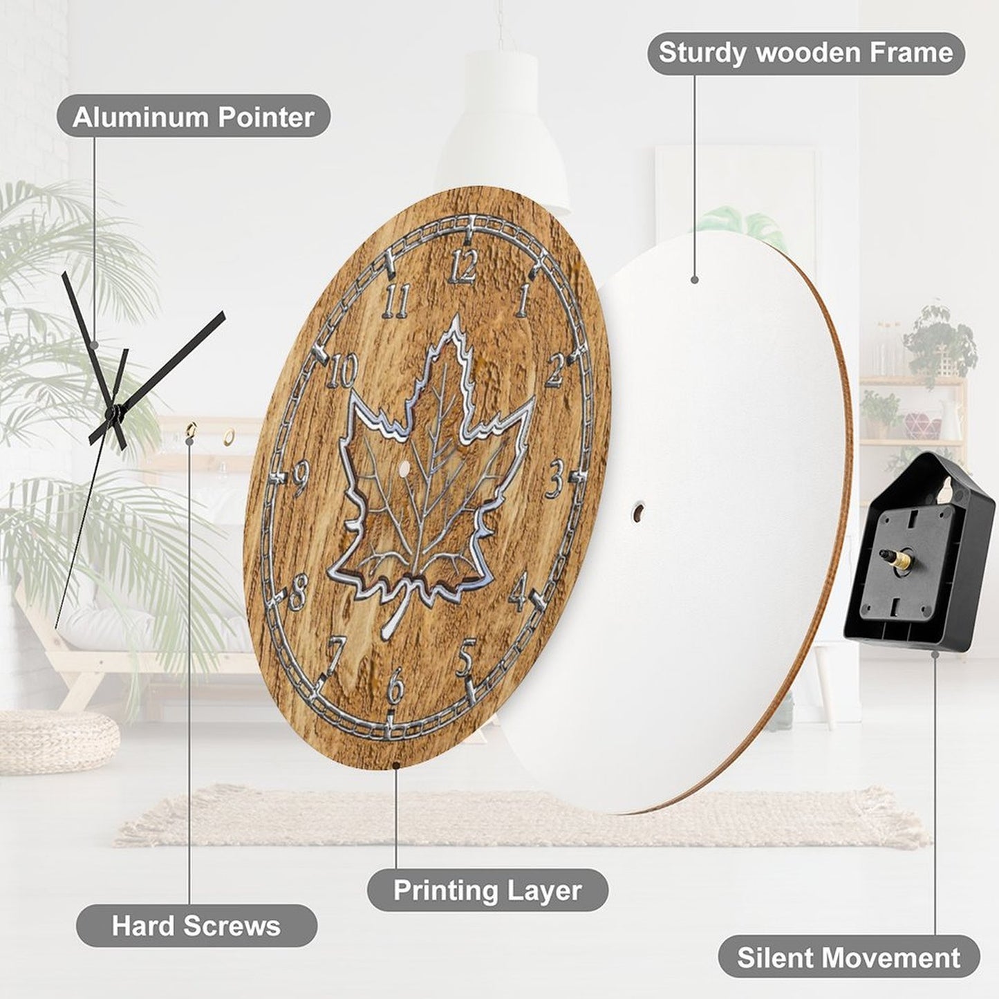 Sugar Maple Leaf in Style Wall Clock