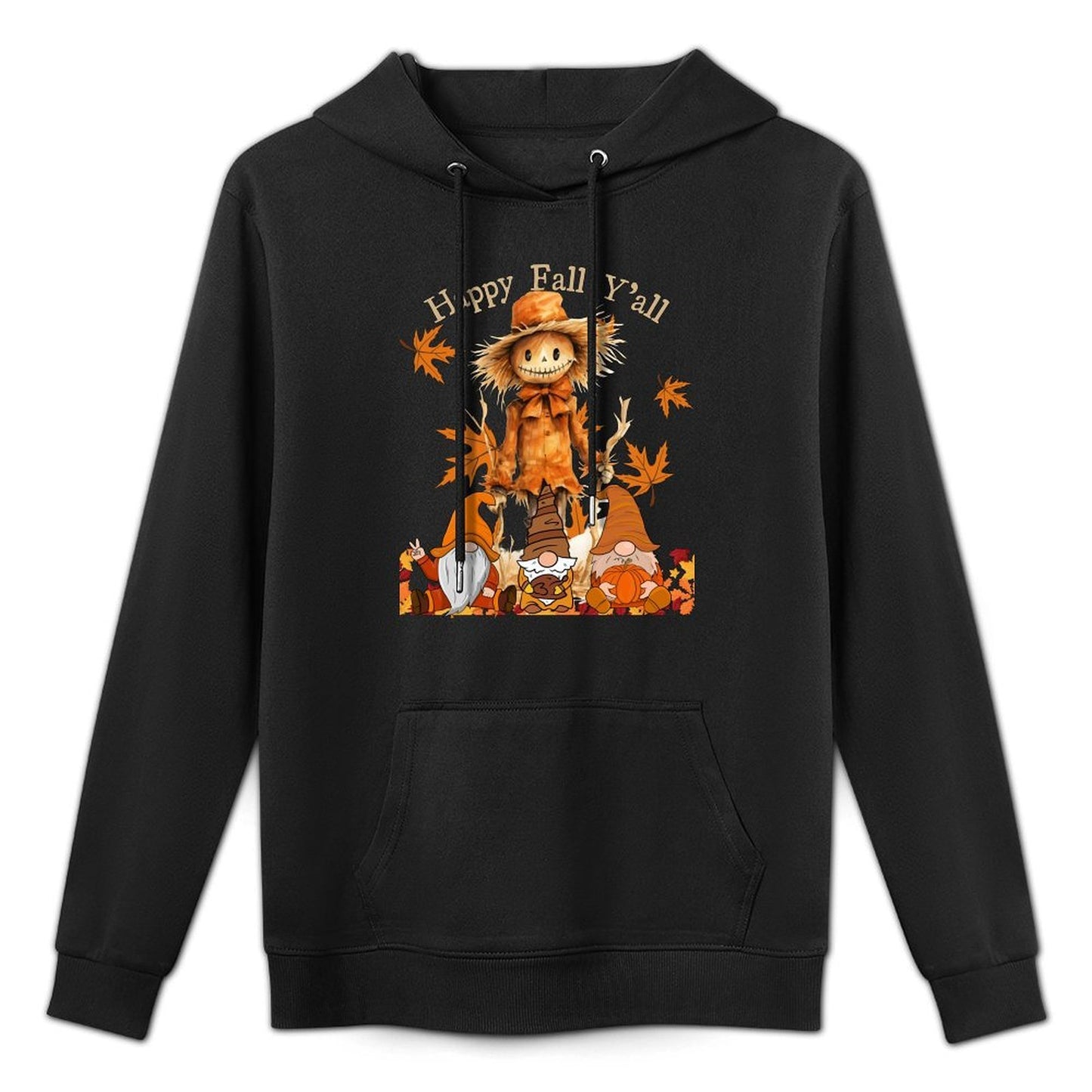 Happy Fall Yall Scarecrow Gnomies Thanksgiving Halloween Relaxed Fit Hoodie