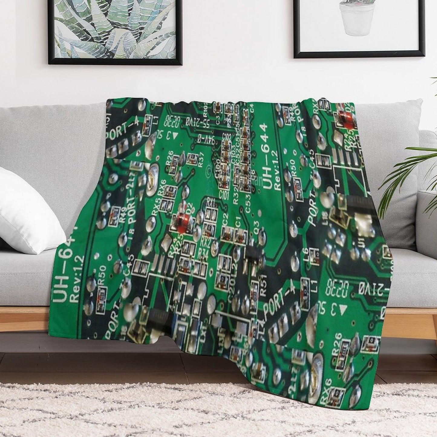 Electric Circuit Board Throw Blanket
