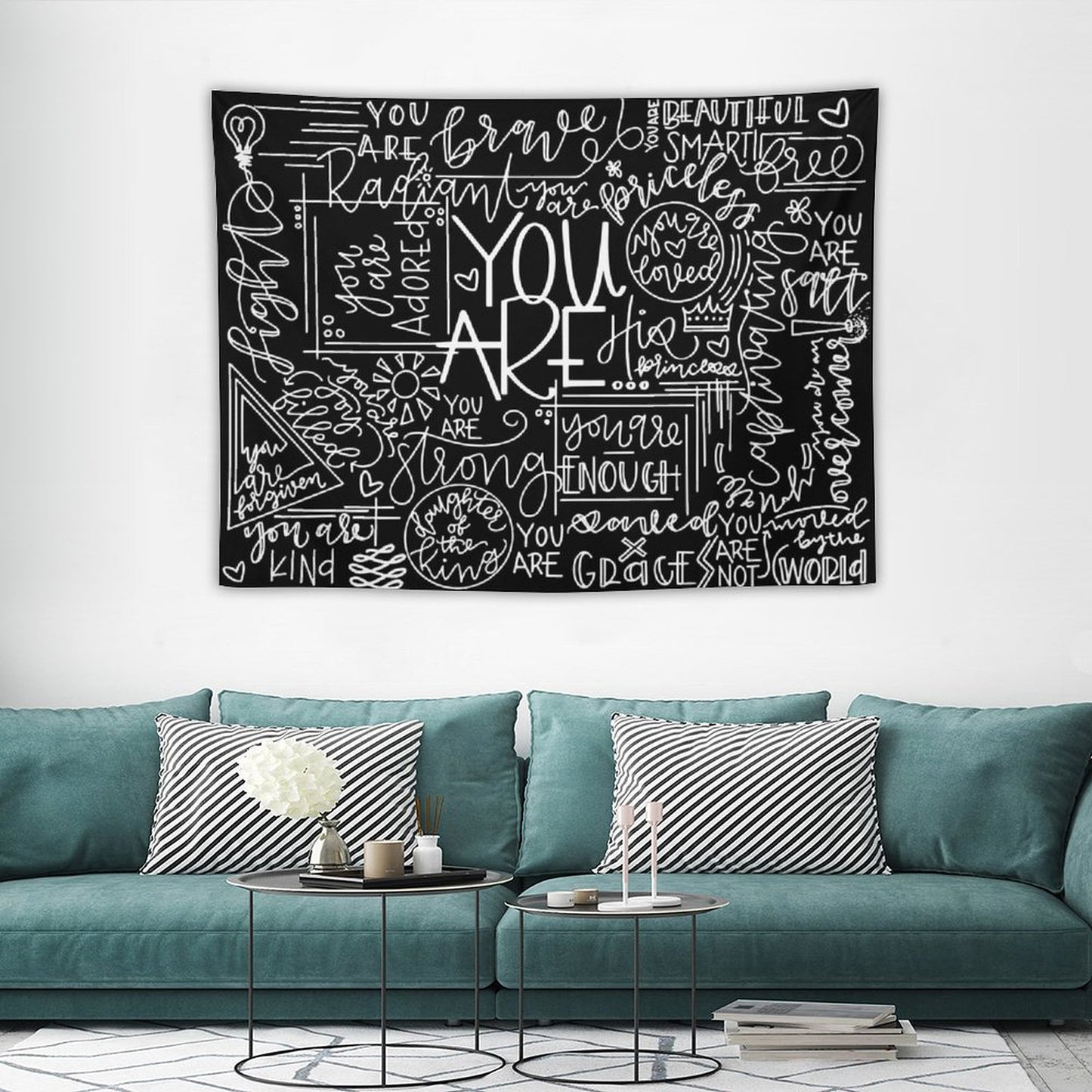 You Are Enough Black Tapestry