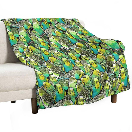 Budgie Pattern Throw Blanket