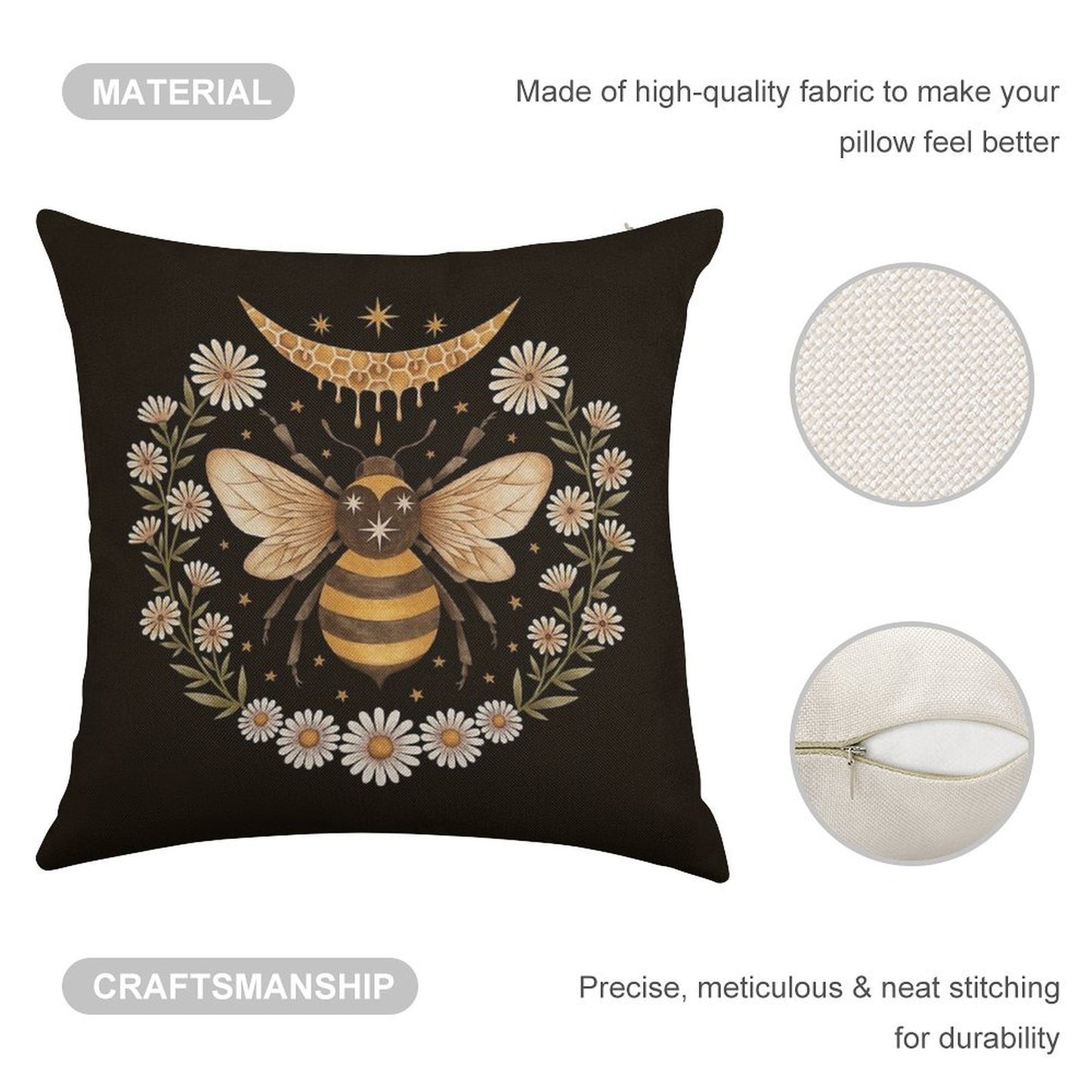 Honey Moon Linen Throw Pillow Cover