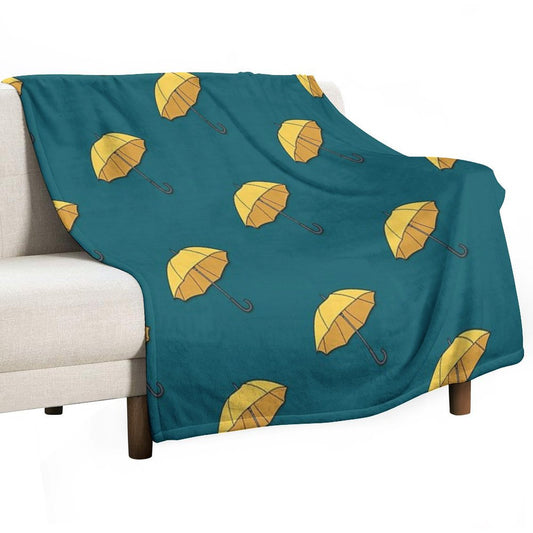 Yellow Umbrella Throw Blanket