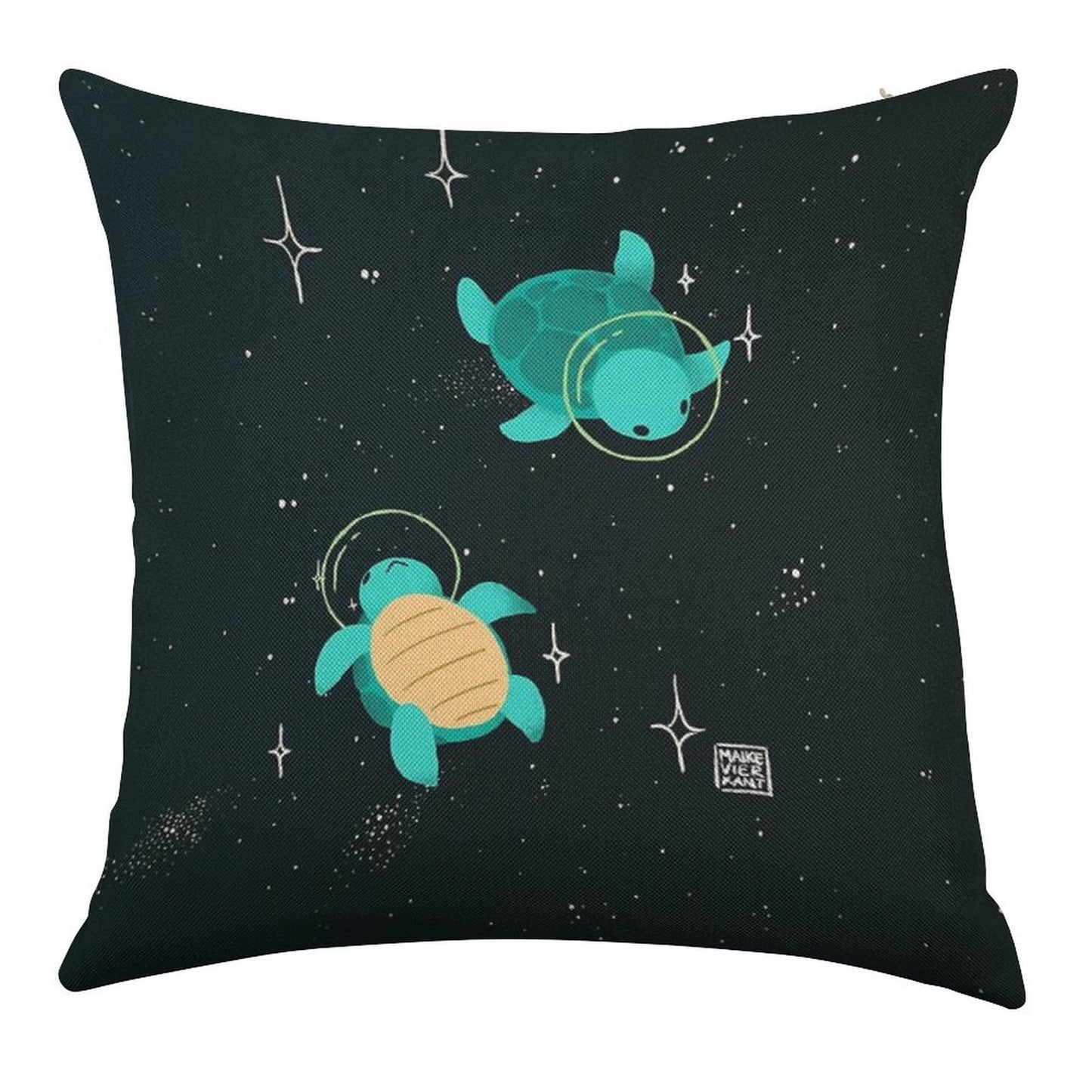 Space Turtles Linen Throw Pillow Cover