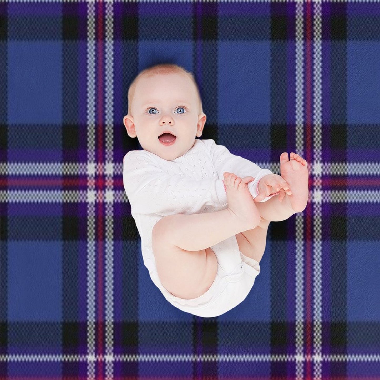 Tartan of Rangers Scotland Blue Background with Red White And Blue Lines And Black Throw Blanket