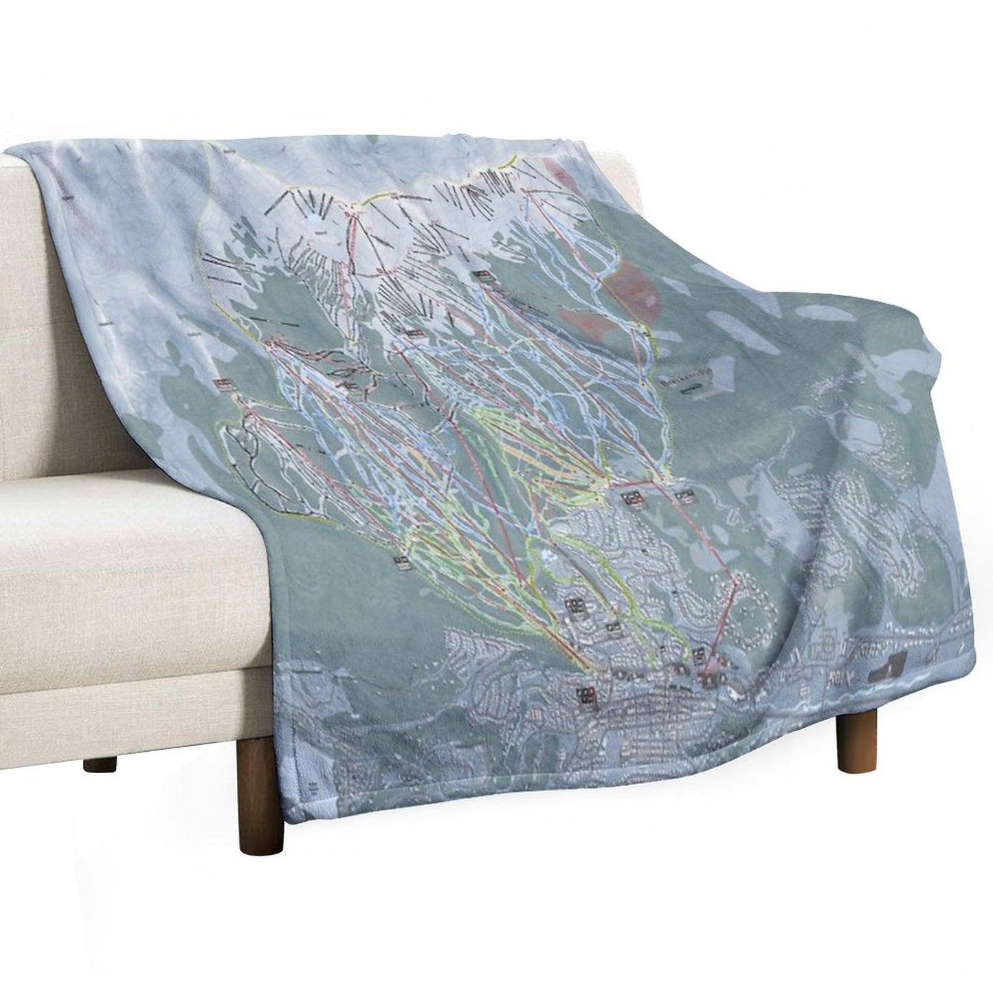 Breckenridge Resort Trail Map Throw Blanket
