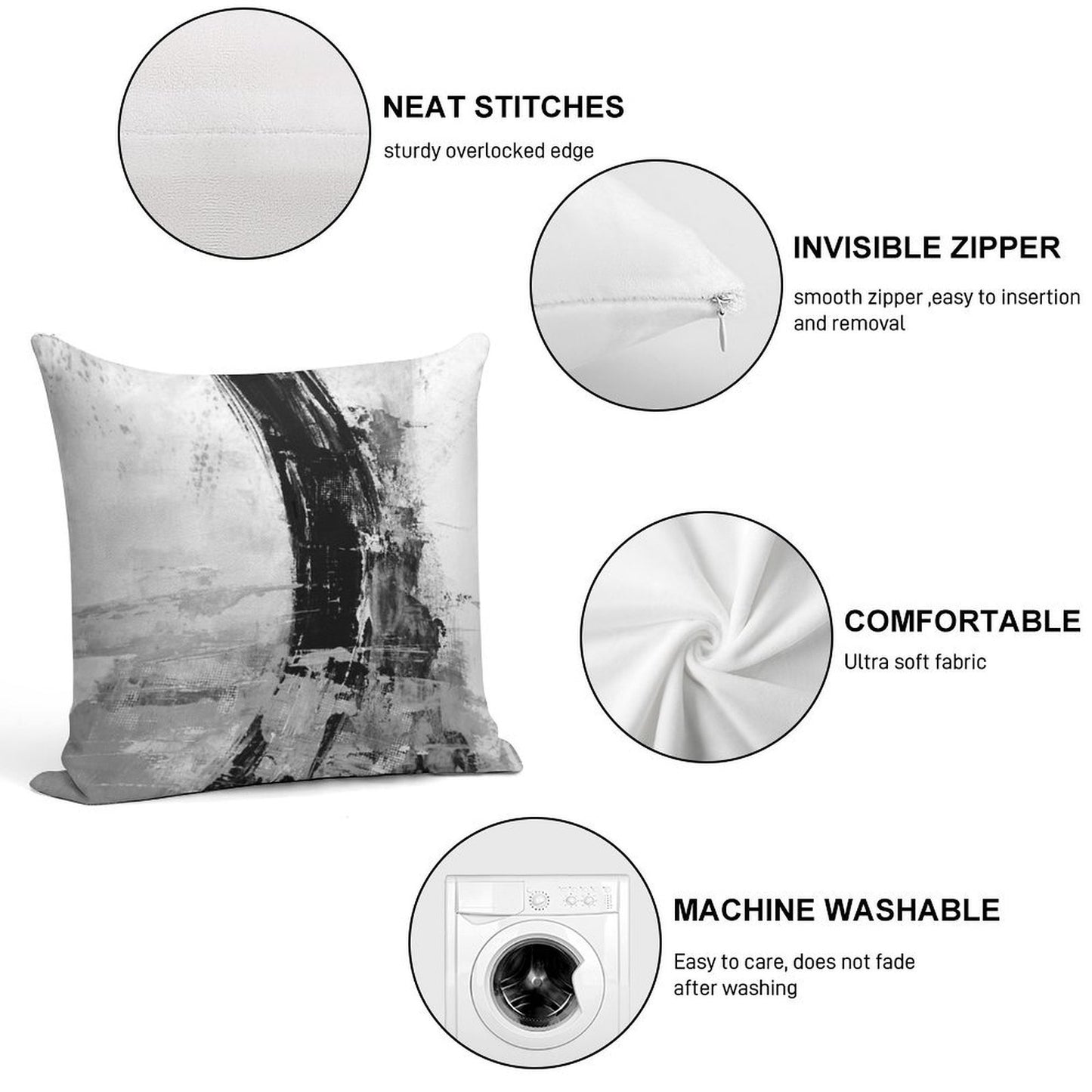 Gray Abstract Soft Gift Ready Throw Pillow