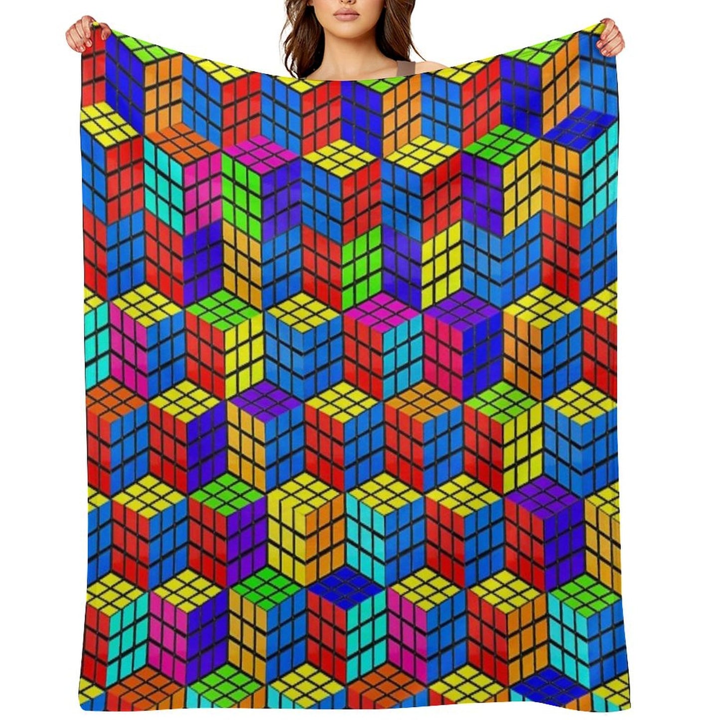 Rubik's Illusion Throw Blanket