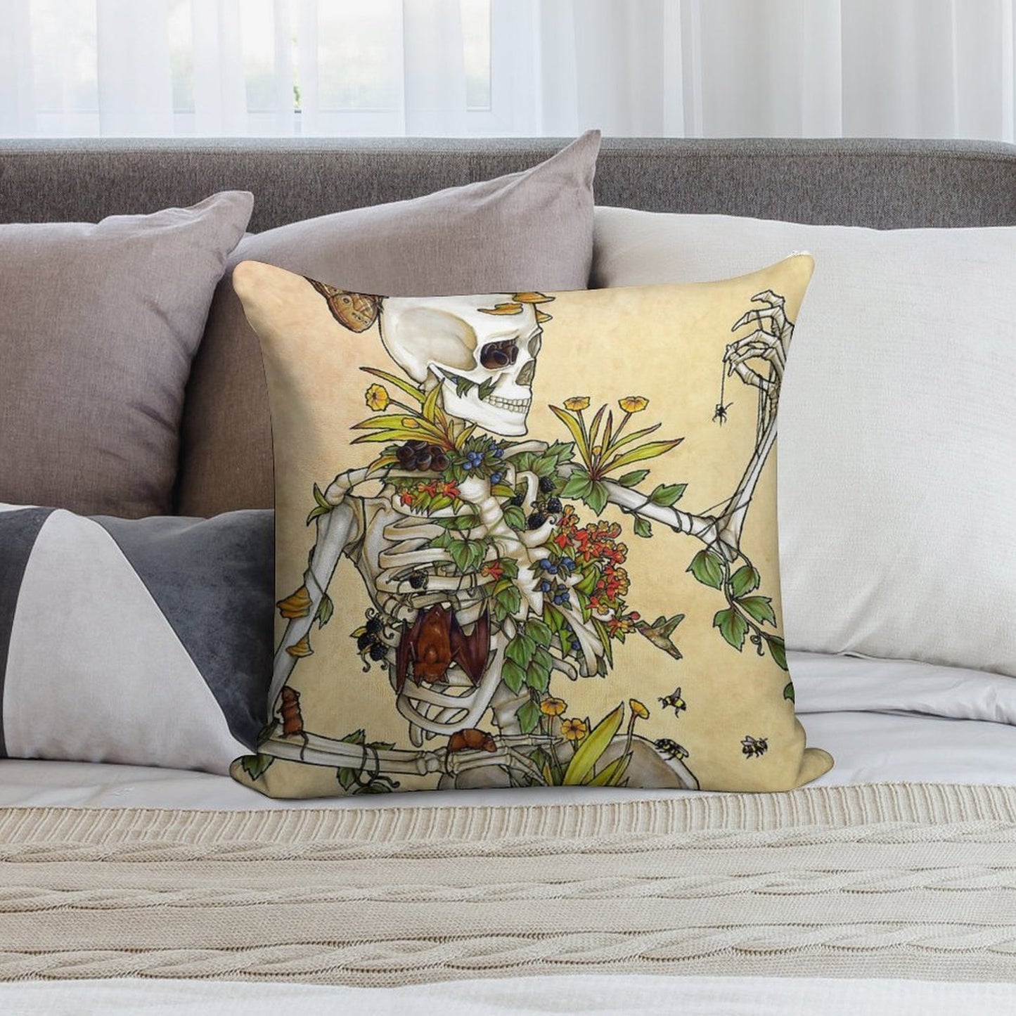 Bones And Botany Soft Shrink-Resistant Throw Pillow