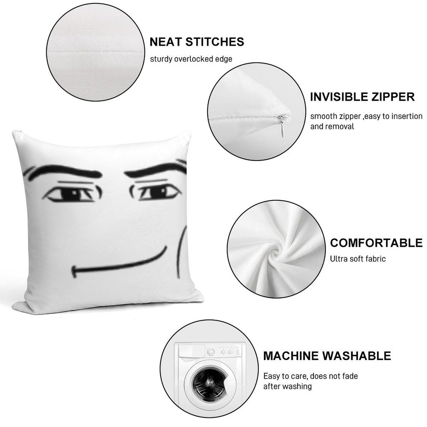 The Man Face Soft Reinforced Edging Throw Pillow