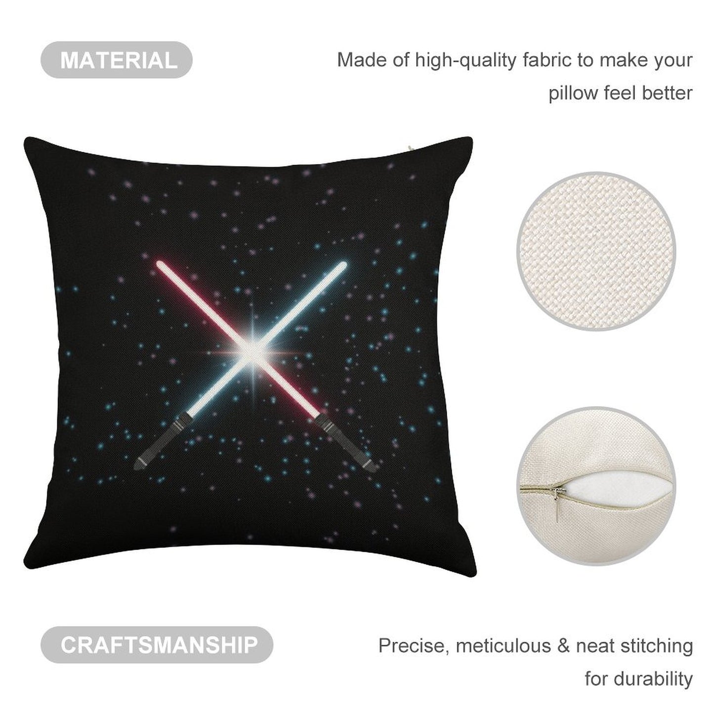 Lightsaber Stardust Linen Throw Pillow Cover