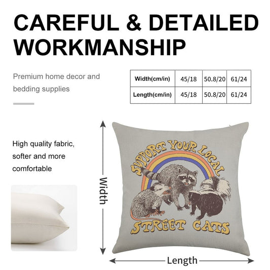 Street Cats Linen Throw Pillow Cover