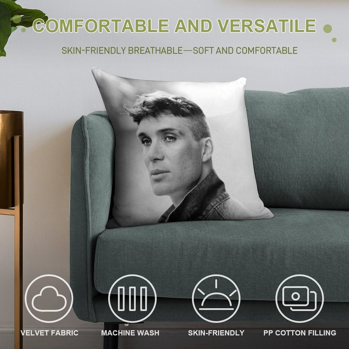 Cillian Murphy Soft Washable Throw Pillow