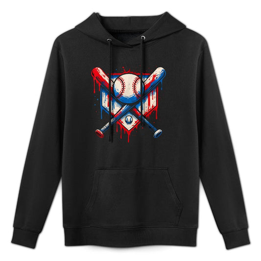 American Baseball Drip for Boys Graffiti Ball And Bat Youth Shape Retention Hoodie