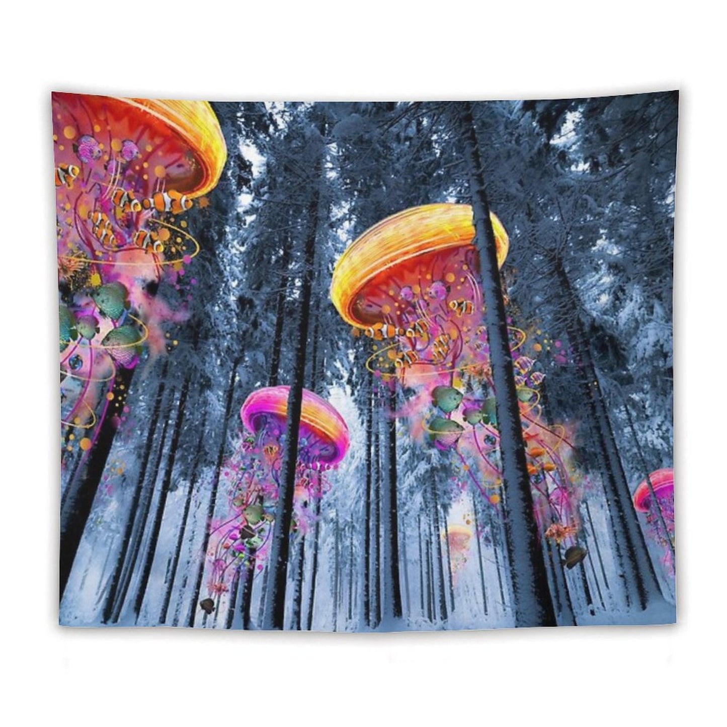New Winter Forest of Electric Jellyfish Worlds Tapestry