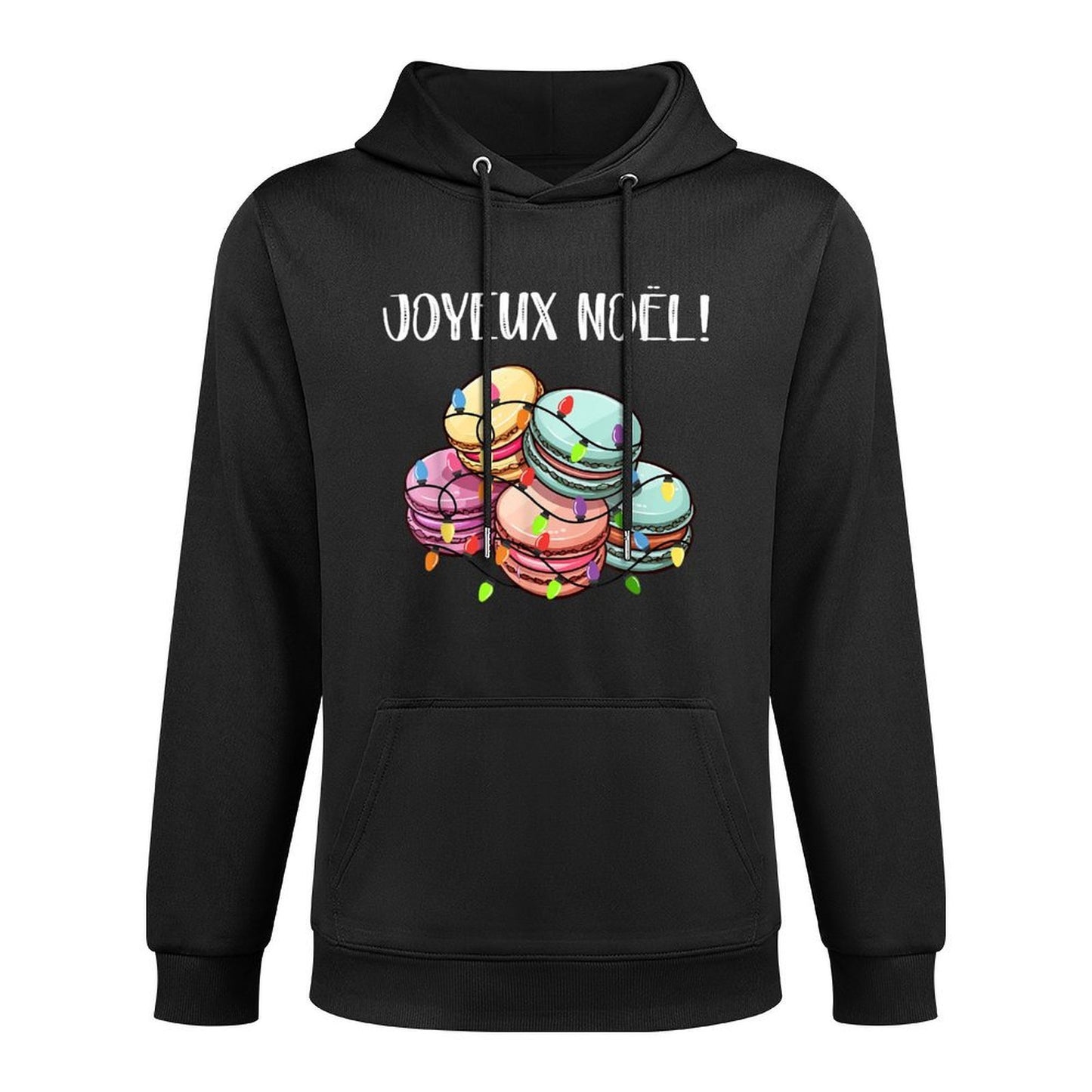 Merry Christmas in French Macarons Joyeux Noel Cotton-Polyester Blend Hoodie
