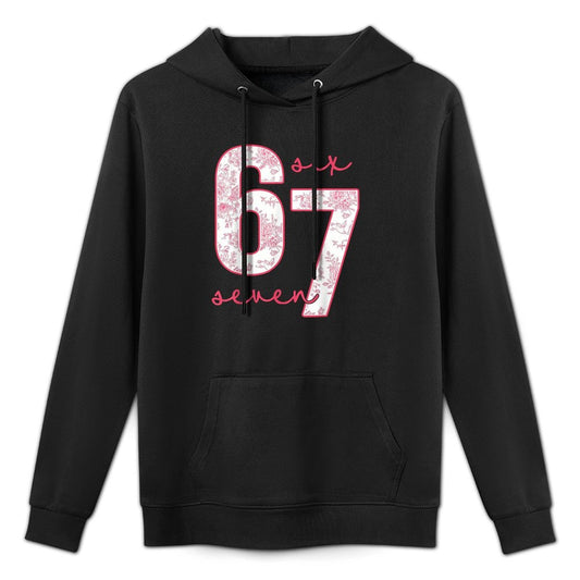 Trending Meme Saying 6 7 Men Women Kids 67 Funny Medium-Weight Fabric Hoodie