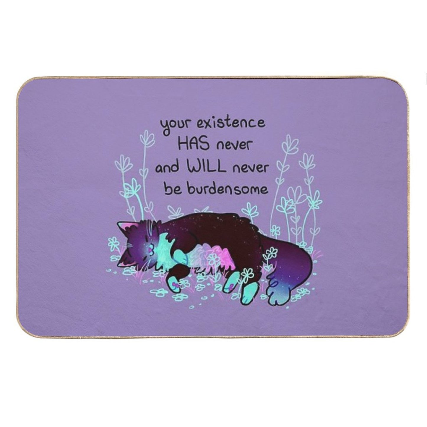 Your Existence Neon Sleepy Kitty Bath Mat
