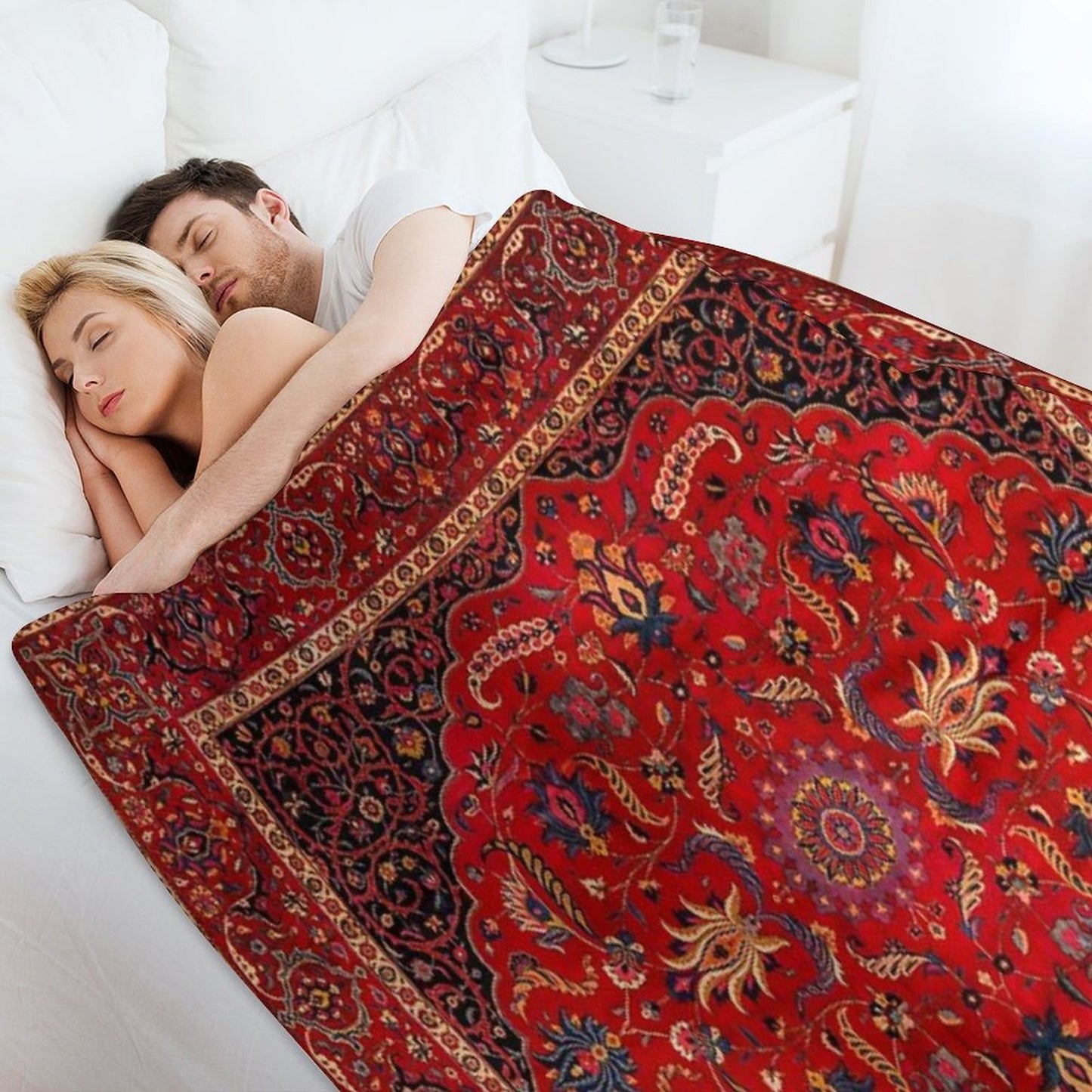 Red Persian Rug Throw Blanket