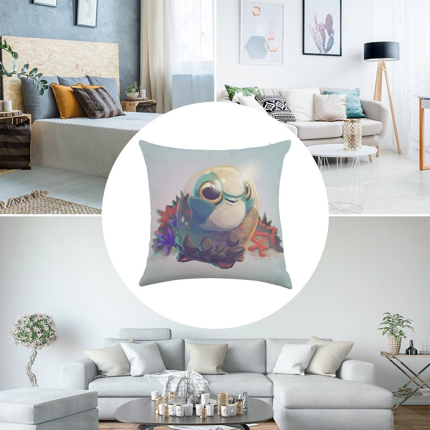 Cuddlefish Baby - Subnautica Linen Throw Pillow Cover