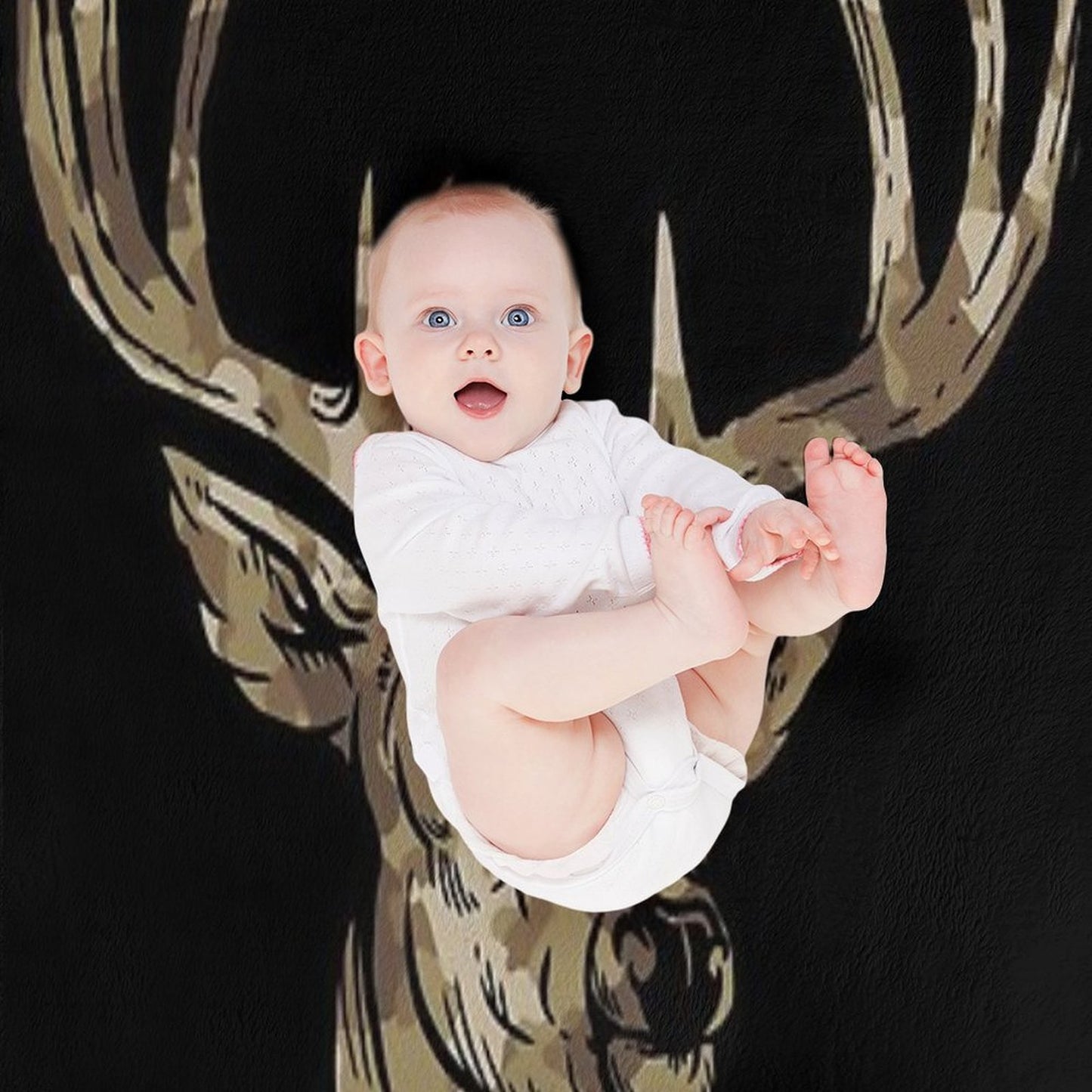 Deer Gear for Hunters - Camo Whitetail Buck Product Throw Blanket
