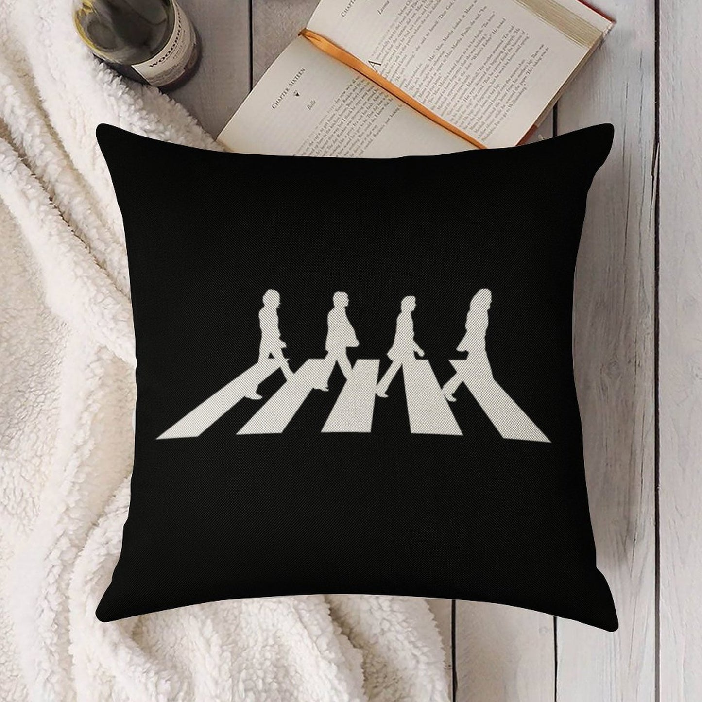 Minimalistic Abbey Road Linen Throw Pillow Cover