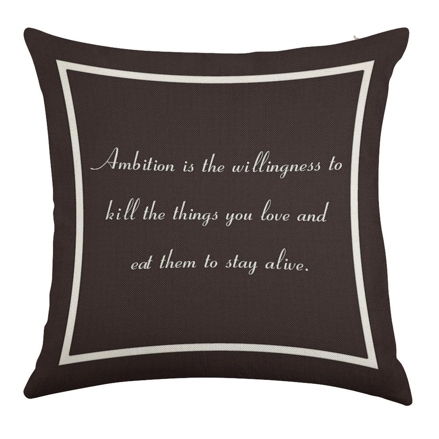 30 Rock Inspired Brown TV Show Jack Donaghy Quote, Ambition Linen Throw Pillow Cover