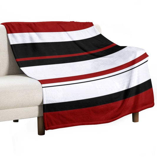 Red Black White Abstract Stripes Throw Blanket
