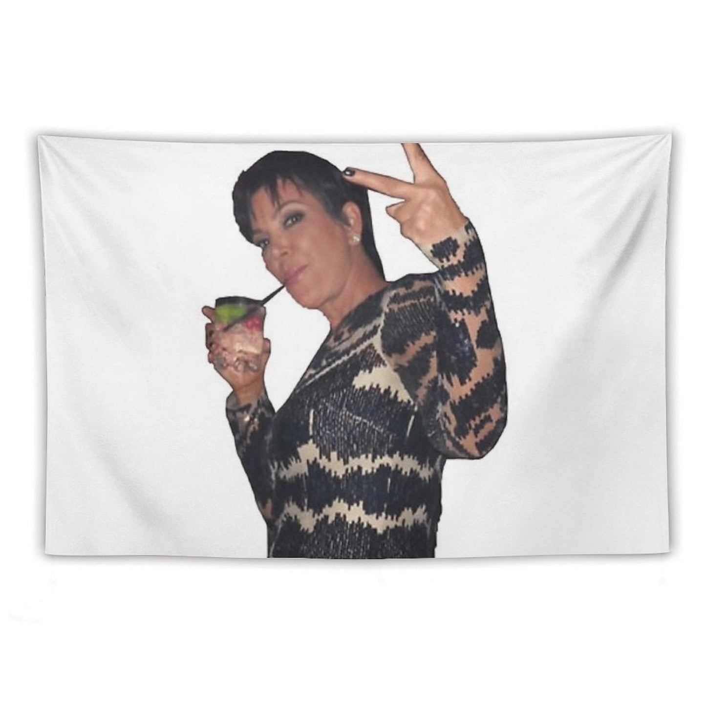 Kris Jenner Peace Sign Tapestry