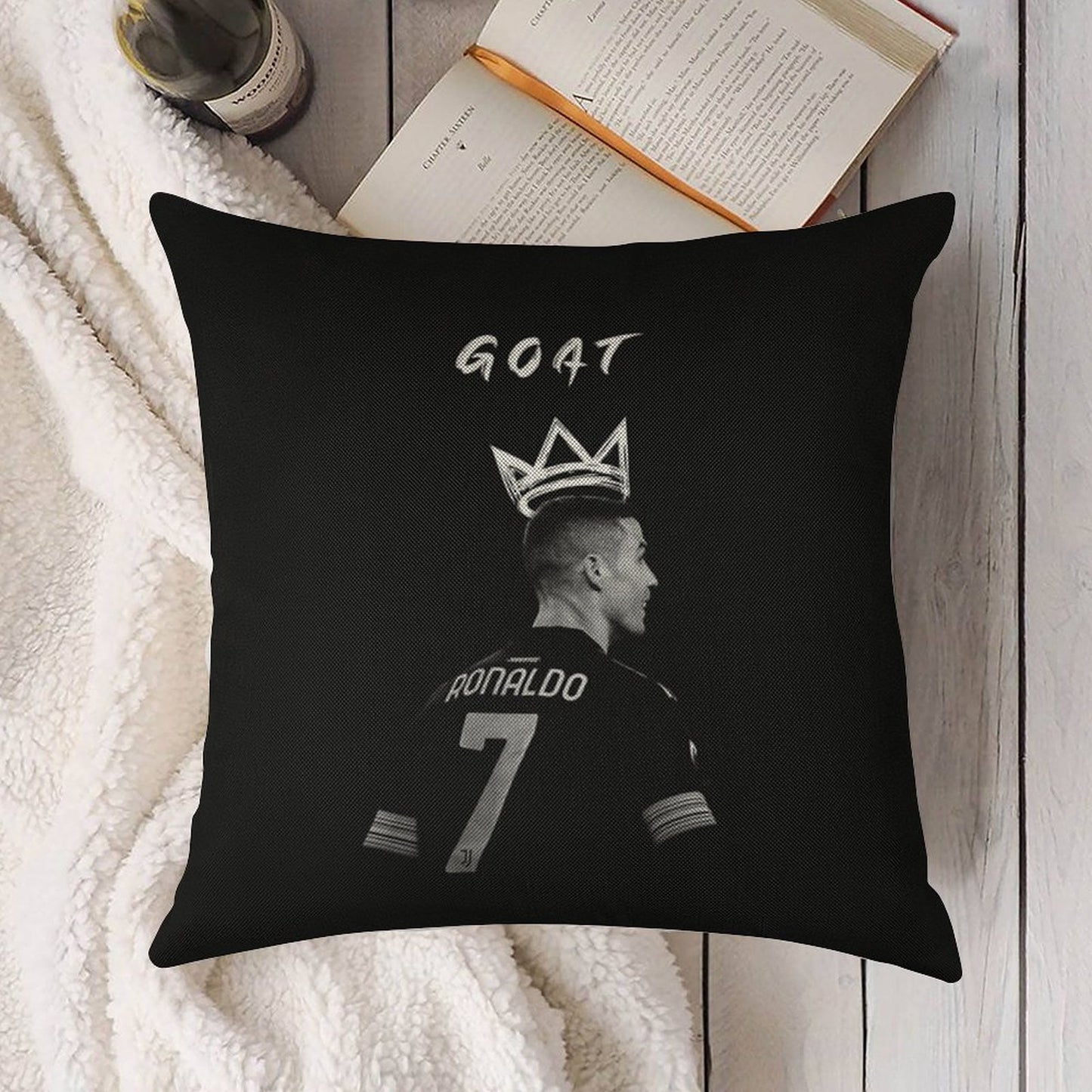 Cristiano Ronaldo Goat Linen Throw Pillow Cover