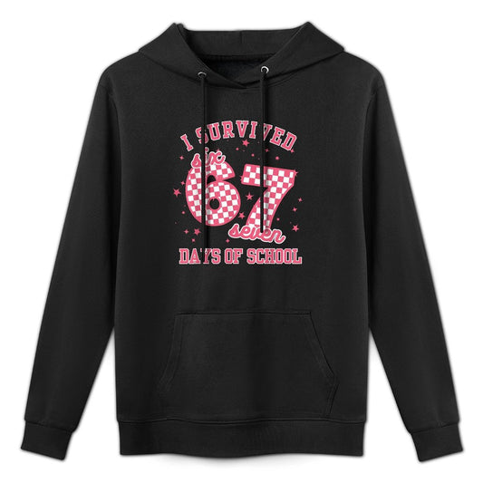 I Survived 67 Days of School Funny 67 Teachers Students Meme Cotton-Polyester Blend Hoodie