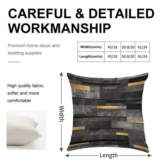 Urban Black & Gold Linen Throw Pillow Cover