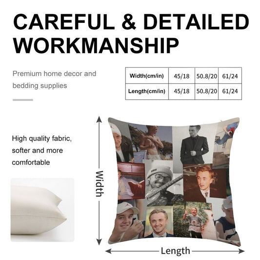Tom Felton Collage Linen Throw Pillow Cover