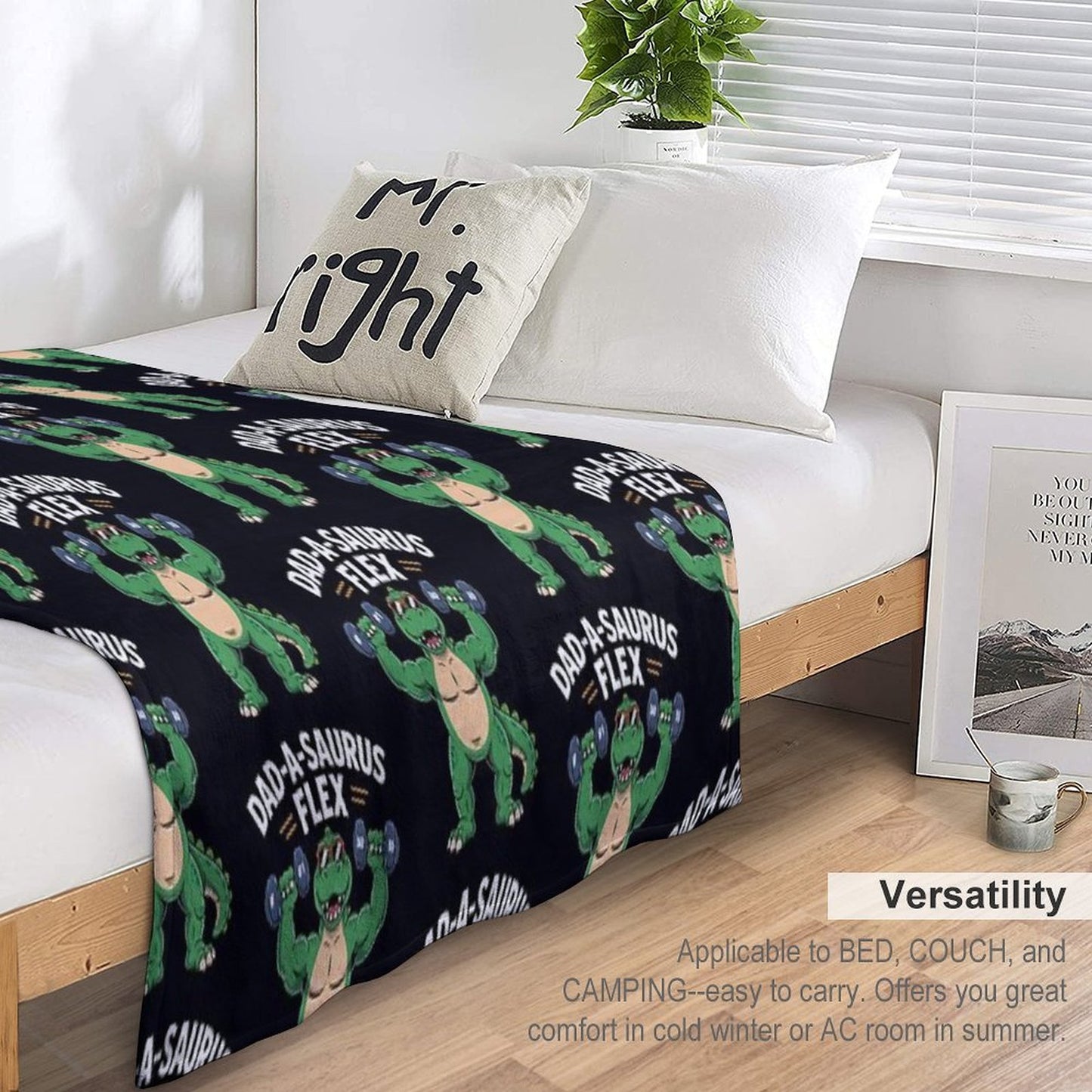 Dad-A-Saurus Flex Dino Dad Father's Day Throw Blanket