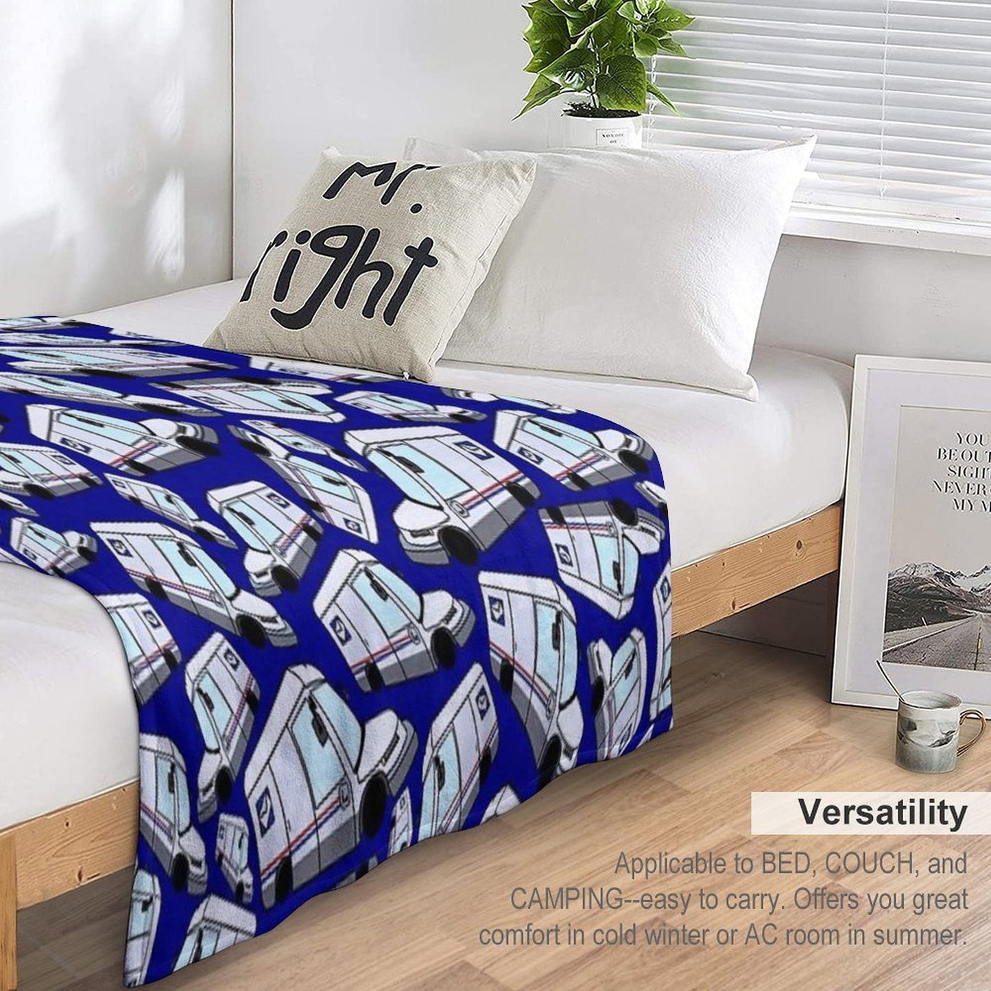 NGDV New Mail Truck Print Throw Blanket