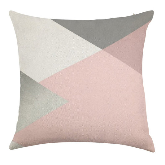 Geometrics - Grey Blush Silver Linen Throw Pillow Cover
