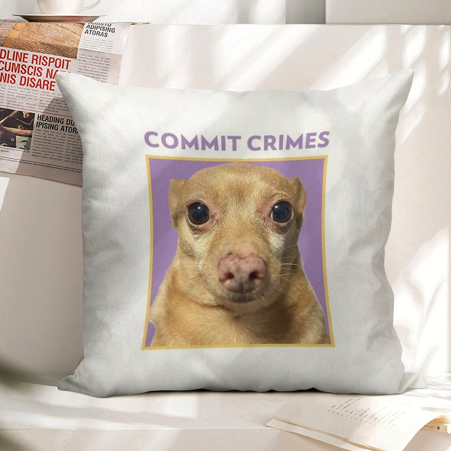 Crime Mouse Linen Throw Pillow Cover