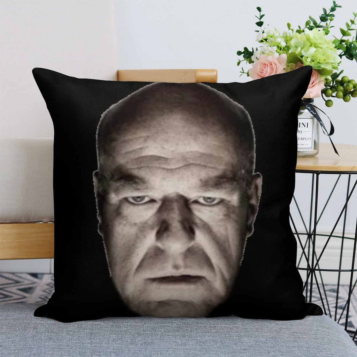 Hank Staring Meme Linen Throw Pillow Cover